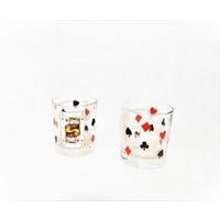 Kasino Karten Cocktail Glas Set Poker Game Valentine's Queen Of Hearts Gin Rummy Pik Drinking Low Ball Whisky Martini von GildedCageAtelier