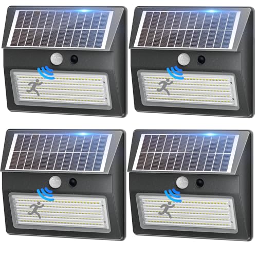 Giliwosy Solarlampen für Außen, 2000mAh Solar Aussenleuchte mit Bewegungsmelder Aussen 138 LED 3 Modi Solar Außenlampe mit Bewegungsmelder IP54 Solarleuchte Aussen für Hof Stufen Garage Treppenstufen von Giliwosy