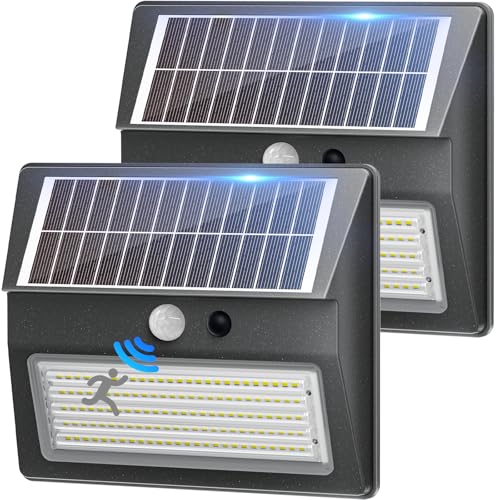 Giliwosy Solarlampen für Außen mit Bewegungsmelder, 2000mAh Solar Außenwandleuchten 130 LED Solarleuchte für Außen 3 Modi Solar Aussenleuchte IP54 Wasserdichte Wandleuchte Aussen für Garten Balkon Weg von Giliwosy