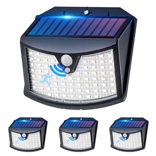 Giliwosy Solarlampen für Außen mit Bewegungsmelder [4 Stück], 3 Modi Solar Wandleuchte Aussen IP65 Wasserdichte LED Solarleuchte für Garten, Hof, Garage, Haustüren (Kaltweiß) von Giliwosy