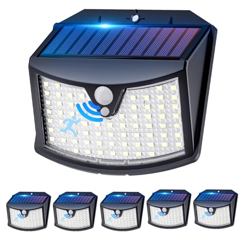 Giliwosy Solarlampen für Außen mit Bewegungsmelder [6 Stück], 3 Modi Solar Wandleuchte Aussen IP65 Wasserdichte LED Solarleuchte für Garten, Hof, Garage, Haustüren (Kaltweiß) von Giliwosy