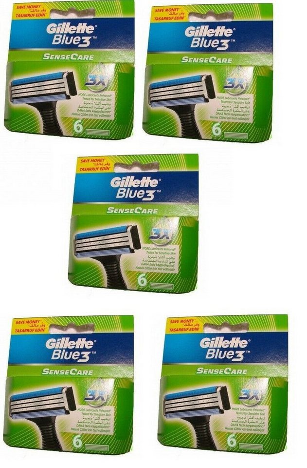 Gillette Messerklinge Blue 3 Sense, Rasierklingen 30 Stk, kompatibel & Sensor Excel Rasierer (Klingen-Set), Klingen, Ersatzklingen, Rasierkopf Nassrasier, Rasierer, Trimmerklinge von Gillette