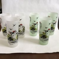 Vintage Retro Set Von 6 1950 Frosted Glas Südlichen Belle Tumblers Anker Hocking Co. Lancaster, Ohio von GillysCollectibles