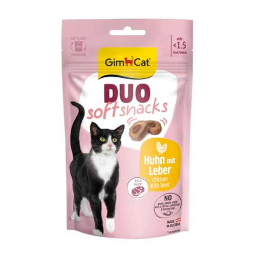 GimCat Duo Soft Snacks mit Huhn mit Leber - Sichtbare Kombi aus Zwei leckeren Geschmacksrichtungen - 1 Beutel (1 x 50 g) von GimCat
