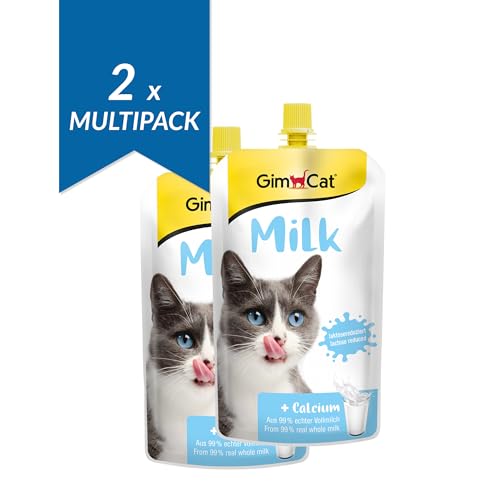 GimCat Milk - Katzenmilch aus echter laktosereduzierter Vollmilch mit Calcium für gesunde Knochen - 1 Beutel (1 x 200 ml) (Packung mit 2) von GimCat