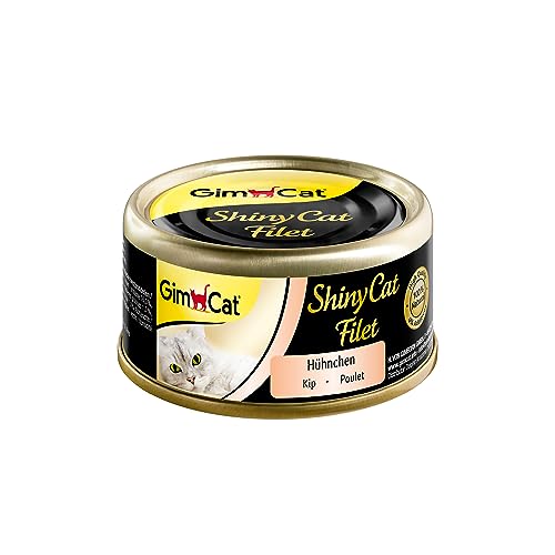 GimCat ShinyCat Filet Hühnchen - Katzenfutter mit saftigem Filet ohne Zuckerzusatz für ausgewachsene Katzen - 24 Dosen (24 x 70 g) von GimCat