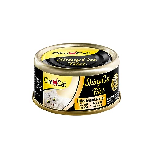 GimCat ShinyCat Filet Hühnchen mit Mango - Katzenfutter mit saftigem Filet ohne Zuckerzusatz für ausgewachsene Katzen - 24 Dosen (24 x 70 g) von GimCat