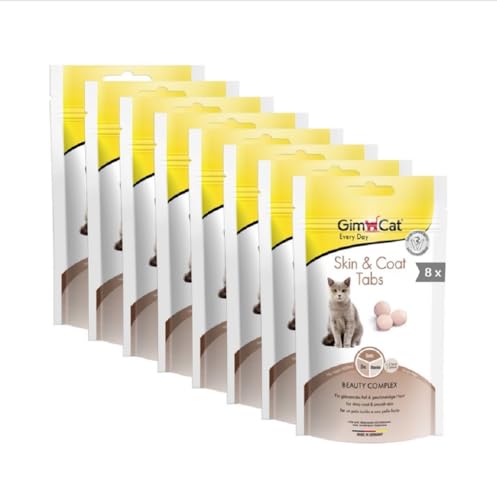GimCat Skin & Coat Tabs - Funktionaler Katzensnack unterstützt gesundes Fell und Haut - 8er Pack (8 x 40 g) von GimCat