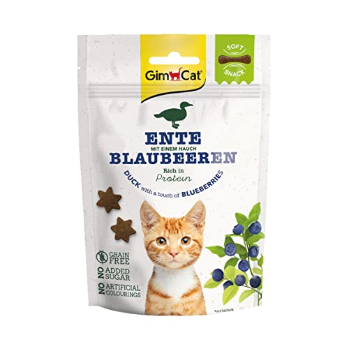 GimCat Soft Snacks Ente mit Blaubeeren - Weiches und proteinreiches Katzenleckerli ohne Zuckerzusatz - 1 Beutel (1 x 60 g) von GimCat