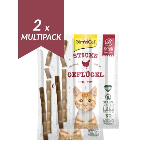 GimCat Sticks Geflügel - Softe Kaustangen mit hohem Fleischanteil und ohne Zuckerzusatz - 1 Packung (1 x 4 Sticks) (Packung mit 2) von GimCat