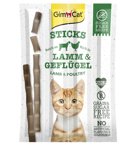 GimCat Sticks Lamm & Geflügel - Softe Kaustangen mit hohem Fleischanteil und ohne Zuckerzusatz - 1 Packung (1 x 4 Sticks) von GimCat