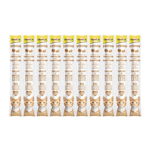 GimCat Sticks Truthahn & Kaninchen - Softe Kaustangen mit hohem Fleischanteil und ohne Zuckerzusatz - 1 Multipack (10 Sticks) von GimCat