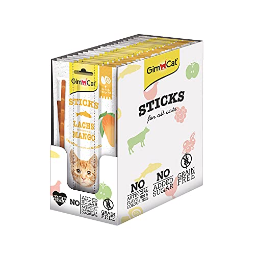 GimCat Superfood Duo-Sticks Lachs & Mango - Softer Kausnack mit hohem Fleischanteil und Vitaminen - 24 Packungen (24 x 3 Sticks) von GimCat