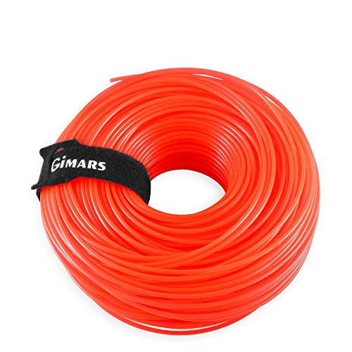 Gimars 110m x 2,4 mm Mähfaden mit Klettkabelbinder, rund Trimmerfaden, Ersatzfaden für Rasentrimmer, orange Freischneider Faden von Gimars