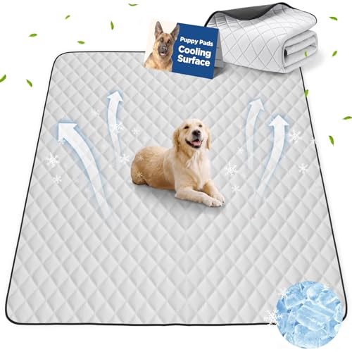 Gimars 165×122cm Kühlende Welpenunterlagen Waschbar, Extra Große PIPI Matten für Hunde, Wiederverwendbare Pinkelmatte, wasserdichte Urin Unterlage für Senioren oder Inkontinenz von Gimars