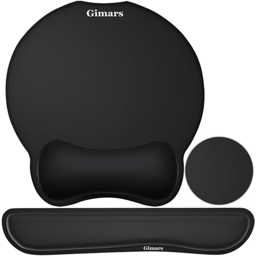 Gimars 3 PCS Ergonomisches Mauspad mit Gelkissen, XL Handballenauflage Tastatur mit Untersetzer, Mousepad mit Handauflage, Wasserdicht Mouse pad für Computer und Laptop, Schwarz von Gimars