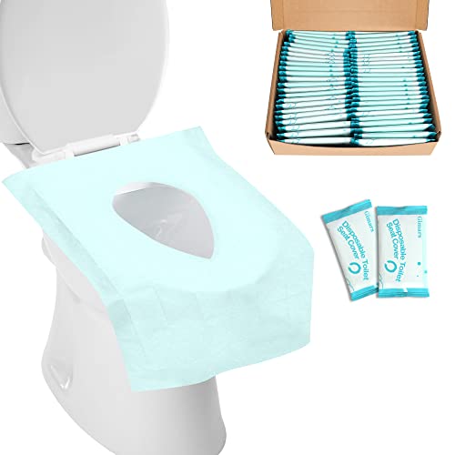 Gimars 50 Stück Einweg-Toilettenabdeckung einzeln verpackt, extra großer Toilettensitz mit rutschfesten Aufklebern, wasserdichtes PE+Vliesmaterial, isoliert Bakterien, ideal für Kinder und Erwachsene von Gimars