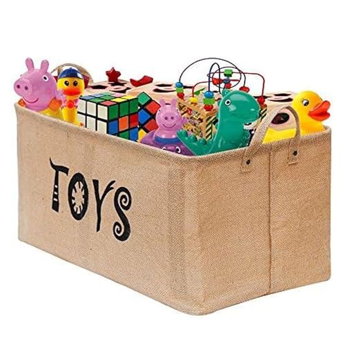 Gimars Aufbewahrungskorb für Spielzeuge 46L groß faltbare Spielzeugkorb 56 x 33 x 25cm Jute Aufbewahrungskiste Kinder Spielzeugbox Kinderzimmer Zusammenklappbarer Organizer (22 Zoll) von Gimars