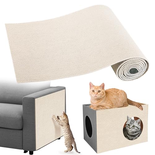 Gimars Selbstklebend Kratzmatte 200cm×40cm, DIY Kratzschutz Sofa Katze, Kratzbrett Katze, Katzen Kratzmatte, Kratzmatte Katze Wand, Katzenteppich Kratzschutz Möbel Für Katzen, Beige von Gimars