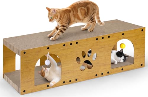 Gimars 100x30x30 cm Kratzbrett Katzen XXL, Hochwertige Kratzpappe Kratz Katzen mit Spielball, Katzenhaus Pappe groß, Kratzmöbel als Möbelschutz Indoor Gimars 100x30x30 cm Kratzbrett Katzen XXL, Hochwertige Kratzpappe Kratz Katzen mit Spielball, Katzenhaus Pappe groß, Kratzmöbel als Möbelschutz Indoor von Gimars