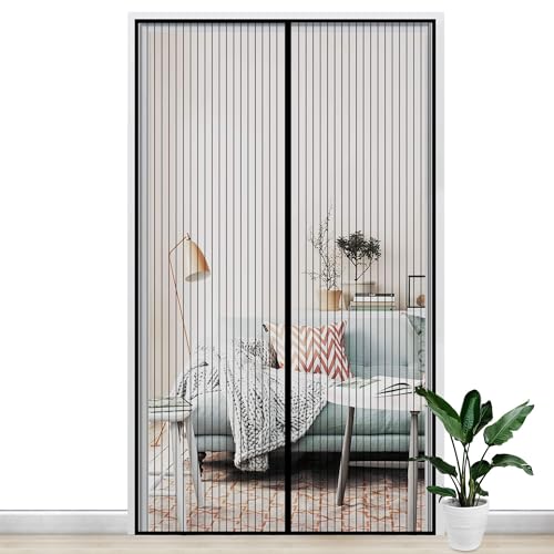 Gimars Magnet Fliegengitter Tür, Insektenschutz Tür 120x220cm, Magnetvorhang Fliegennetz Moskitonetz für Balkontür Kellertür Wohnzimmer Terrassentür, Fliegenschutz ohne Bohren (Schwarz) von Gimars