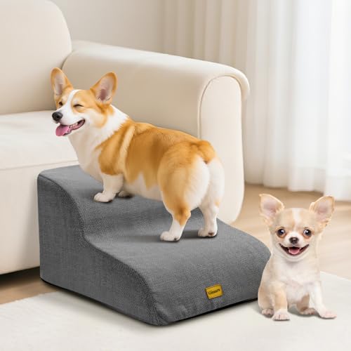 Gimars Verbesserte 55CM Lange Breite Stufen 2-Stufen Hundetreppe für Kleine, Mittelgroße & Ältere Hunde, 30CM Hohe Stufe mit 33D Schaumstoff, Leinenbezug, Rutschfeste Basis, Trägt 30KG für Bett & Sofa Gimars Verbesserte 55CM Lange Breite Stufen 2-Stufen Hundetreppe für Kleine, Mittelgroße & Ältere Hunde, 30CM Hohe Stufe mit 33D Schaumstoff, Leinenbezug, Rutschfeste Basis, Trägt 30KG für Bett & Sofa von Gimars