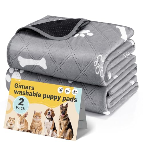Gimars Waschbare Welpen-Unterlagen – Wiederverwendbare Hundetrainingspads, 2er Pack, 100×70cm, Super saugfähig & Auslaufsicher – Puppy Pads für Welpen, Alte, oder inkontinente Hunde von Gimars