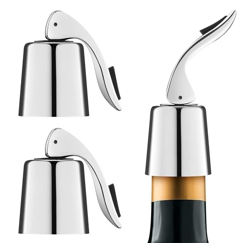 Gimars Weinverschluss Edelstahl Flaschenverschlüsse Verschlussstopfen Wine Stopper Vakuum Wiederverwendbar für Partys, Feiern, Verabredungen (2 Stück, Silber) von Gimars