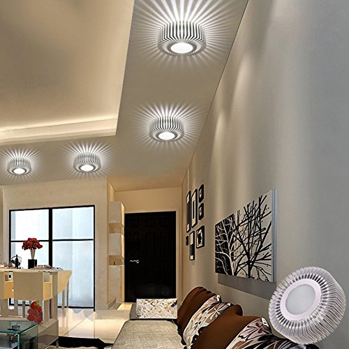 Moderne Korridor Veranda Licht, kreative Deckenleuchten, bündig montiert Sonnenblume Wandleuchten, Asile Lichter-3W-Weiß [Energieklasse A +++] (3w Weiß) von Gimartuk