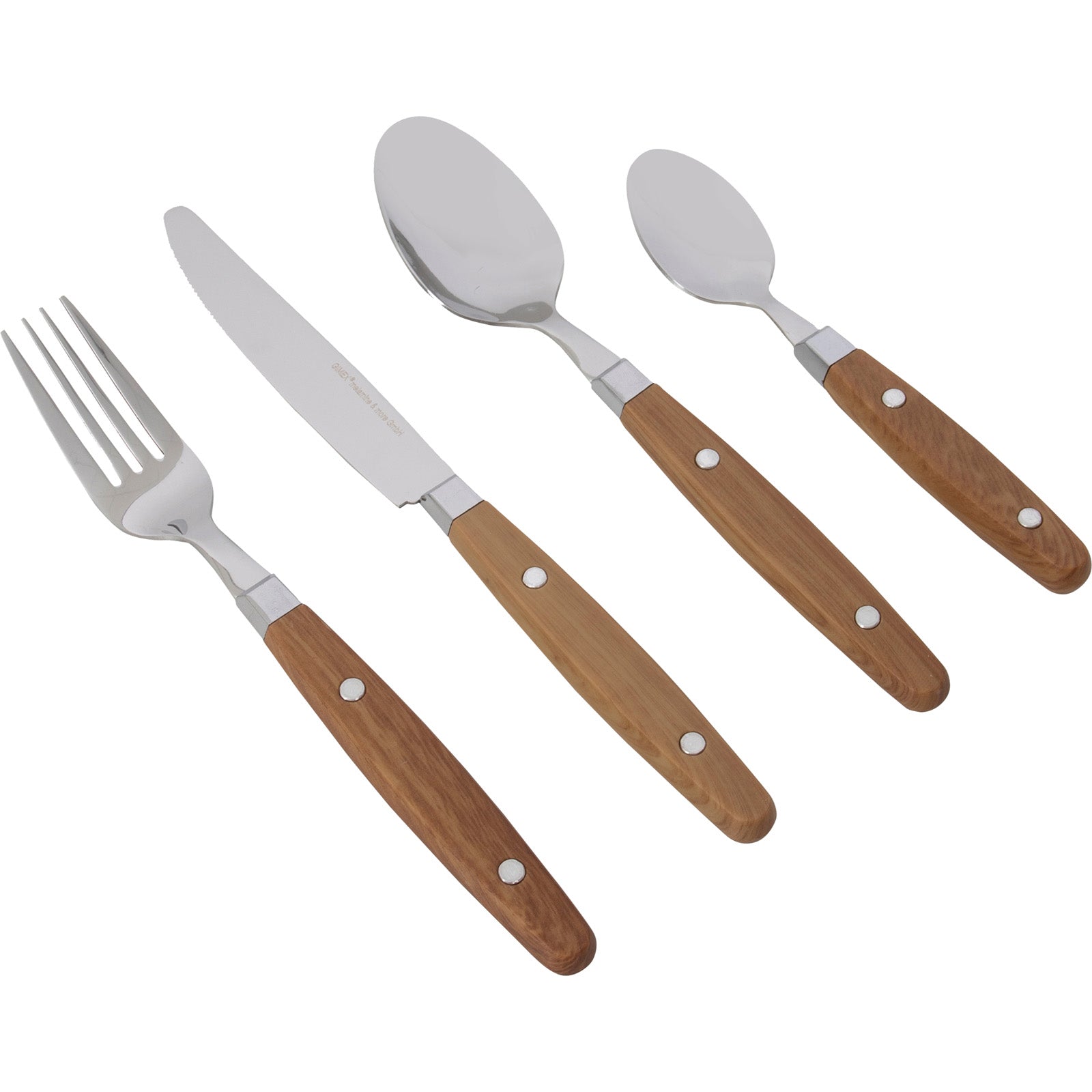 GIMEX Camping Besteckset Wood Reise Besteck Set Essbesteck Edelstahl Holz 16tlg von Gimex
