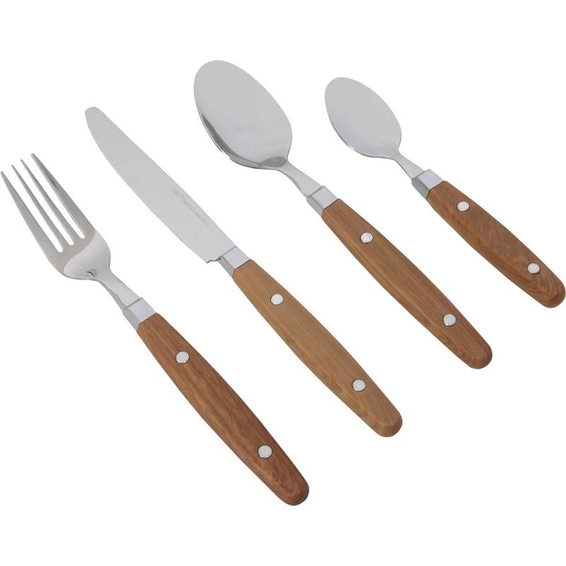 GIMEX Camping Besteckset Wood Reise Besteck Set Essbesteck Edelstahl Holz 16tlg von Gimex