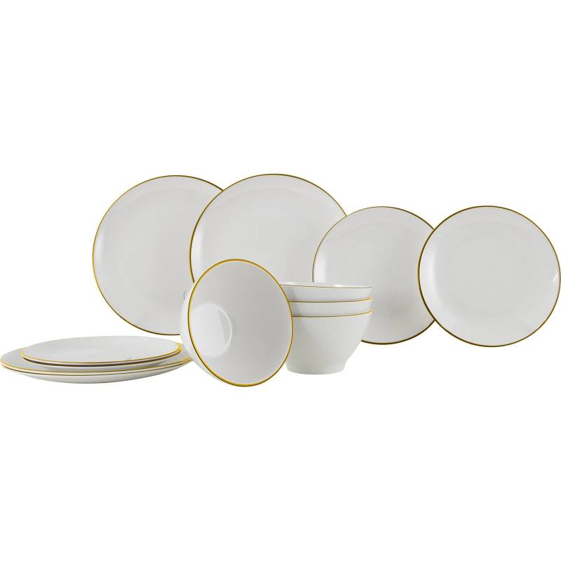 GIMEX Melamin Geschirr Set Linea Line Camping Essgeschirr Reise Picknick Teller-Gold von Gimex