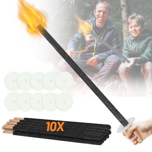 Gimisgu 10x Fackeln, 72cm Fackel, Brenndauer 90-100 Minuten, mit Handschutz und Tropfschale, geeignet für Wanderungen, Lagerfeuerparty, wachsfackeln, Gartenfackeln, Outdoor-Dekoration von Gimisgu