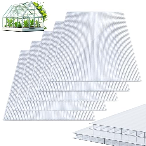 Gimisgu 10x Polycarbonat Hohlkammerstegplatten (60.5 x 121cm) 8mm | 1.2kg/m² Doppelstegplatte für Gewächshaus, Garten Treibhaus Ersatzplatten von Gimisgu