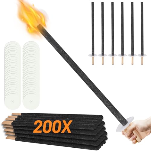 Gimisgu 200x Fackeln, 72cm Fackel, Brenndauer 90-100 Minuten, mit Handschutz und Tropfschale, geeignet für Wanderungen, Lagerfeuerparty, wachsfackeln, Gartenfackeln, Outdoor-Dekoration von Gimisgu