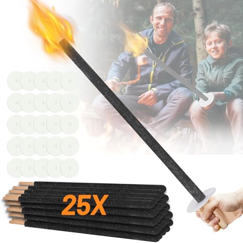 Gimisgu 25x Fackeln, 72cm Fackel, Brenndauer 90-100 Minuten, mit Handschutz und Tropfschale, geeignet für Wanderungen, Lagerfeuerparty, wachsfackeln, Gartenfackeln, Outdoor-Dekoration von Gimisgu