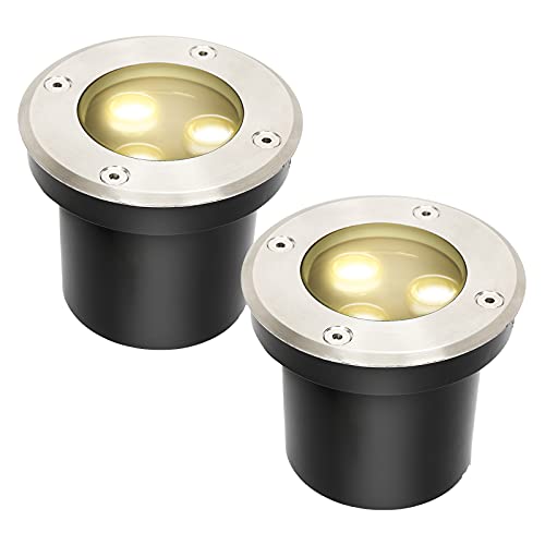 Gimisgu 2er set LED Bodenstrahler 3W Bodenleuchte IP67 Wasserdicht bodeneinbaustrahler aussen led einbaustrahler für Garten Gehweg Auffahrt von Gimisgu