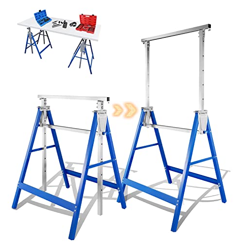 Gimisgu 2x Gerüstbock Klappbock, Arbeitsbock zusammenklappbar und 7-fach höhenverstellbar 81-130 cm, Tragkraft 400 kg, Metall Unterstellbock Gerüste, Blau von Gimisgu
