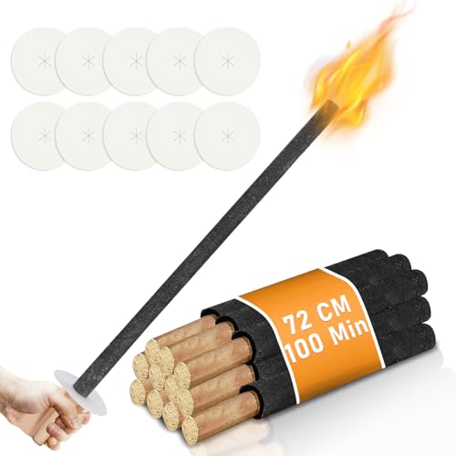 Gimisgu 30x Fackeln, 72cm Fackel, Brenndauer 90-100 Minuten, mit Handschutz und Tropfschale, geeignet für Wanderungen, Lagerfeuerparty, wachsfackeln, Gartenfackeln, Outdoor-Dekoration von Gimisgu