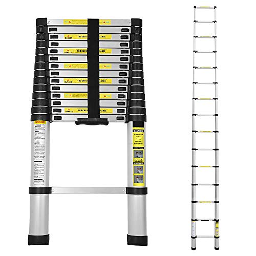 Gimisgu 4.4M Teleskopleiter Aluminium Ausziehbare Leiter, Ausziehbar Mehrzweckleiter Aluminiumleiter, Teleskop Ausziehleiter, Maximale Tragkraft von 150kg von Gimisgu