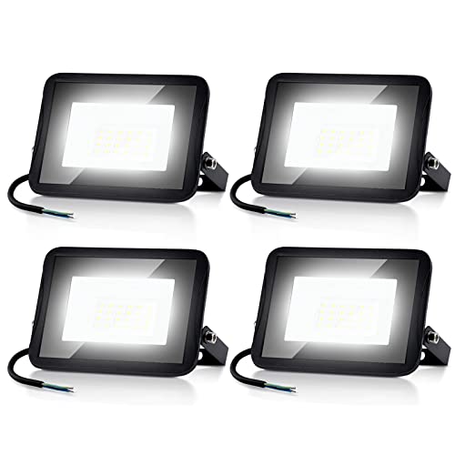 Gimisgu 4x10W LED Strahler Außen, Superhell Außenstrahler 900LM LED Fluter 6000K Kaltweiß , IP66 Wasserdicht Fluter Außen Außenlampe für Garten, Innenhöfe, Garage, Hotel (Kein Stecker) von Gimisgu