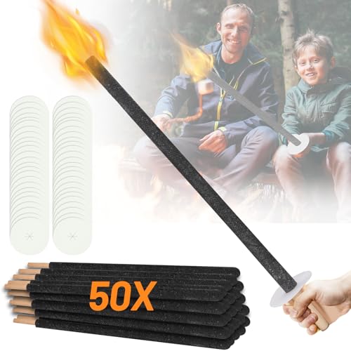 Gimisgu 50x Fackeln, 72cm Fackel, Brenndauer 90-100 Minuten, mit Handschutz und Tropfschale, geeignet für Wanderungen, Lagerfeuerparty, wachsfackeln, Gartenfackeln, Outdoor-Dekoration von Gimisgu