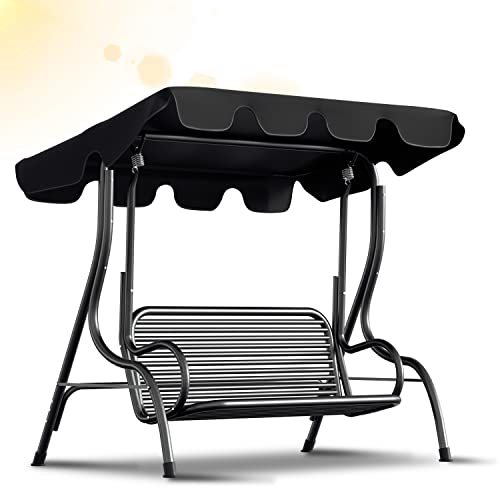 Gimisgu Ersatzdach für Hollywoodschaukel, Ersatzdach Universal, 210x145cm Dach Sonnendach für 3-Sitzer, Wasserabweisend und UV-Schutz für Gartenschaukel, Anthrazit von Gimisgu