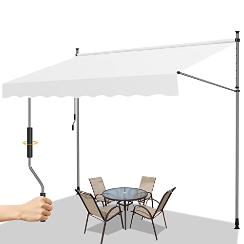 Gimisgu Klemmmarkise, Balkonmarkise ohne Bohren, Höhenverstellbar Markise mit Handkurbel, UV-beständig, Sonnenschutz Wasserdicht, aus Metall und Polyester, Einfache Montage, 200x120cm Beige von Gimisgu