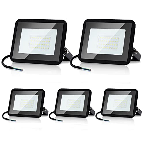 Gimisgu LED Strahler, 5x30W LED Strahler Superhell 2550LM Außen & Innen LED Fluter, IP66 Wasserdicht LED Flutlicht, Warmweiß 3000K Flutlicht LED Außenstrahler Sicherheitslicht(Kein Stecker) von Gimisgu
