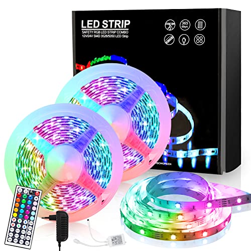 Gimisgu LED Streifen Lichter 8m RGB LED Strip 12V Selbstklebend LED Strips 5050 SMD Flexibel LED Band mit 44 Tasten Fernbedienung LED Lichtband für Zimmer Küche Party(2x4m) von Gimisgu