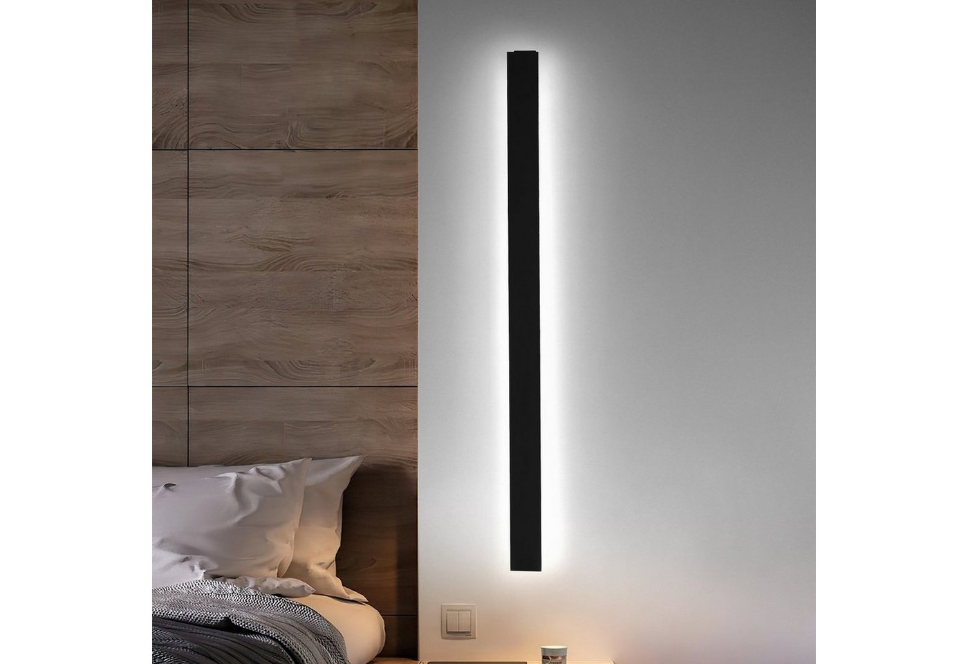 Gimisgu LED Wandleuchte innen Modern Ultraslim Flurlampe Wandlampe Empfangsbereichen, LED fest integriert, Schwarz von Gimisgu