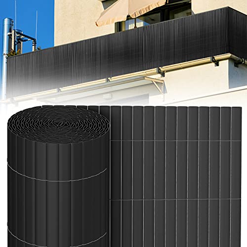 Gimisgu PVC Sichtschutzmatte 80x400cm Sichtschutzzaun Verdreifachen Verstärkung Standard Sichtschutz mit Kabelbindern Balkonsichtschutz Windschutz Wetterfest für Garten Balkon, Anthrazit von Gimisgu