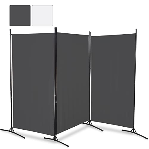 Gimisgu Paravent 260x180cm Raumteiler Groß Garten Stellwand Trennwand Balkon Sichtschutz, 3 Teilig, blickdichter Faltbar Paravent für Büros, Balkon - Anthrazit von Gimisgu