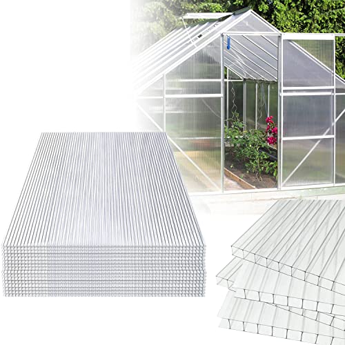 Gimisgu Polycarbonat Hohlkammerstegplatten 14x (121 x 60,5 x 0,4 cm) | 10,25 m² Doppelstegplatte für Gewächshaus, Garten Treibhaus Ersatzplatten von Gimisgu